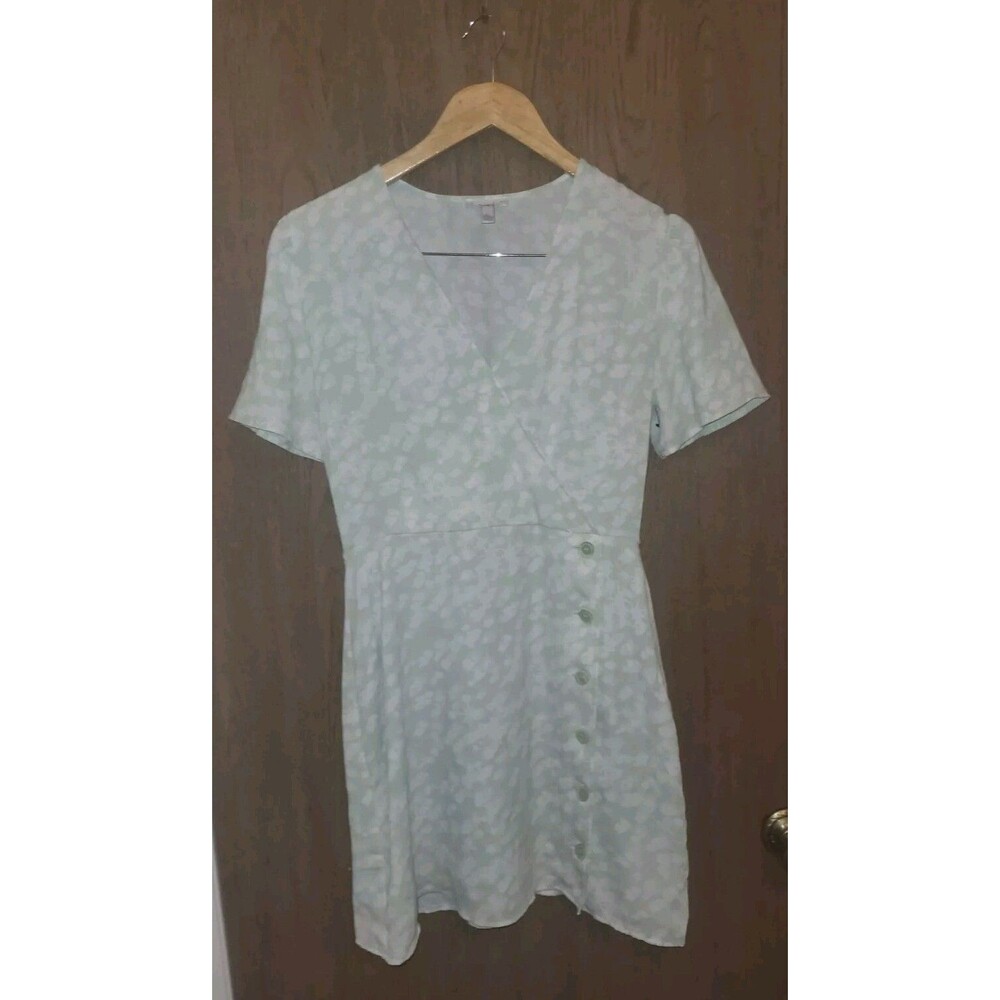 Leith Womens Green/White Faux Wrap Dress Size Medium